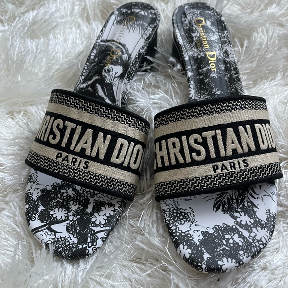 Christian Dior Black and White Sandals with 2” Heels - Picture 3 of 5